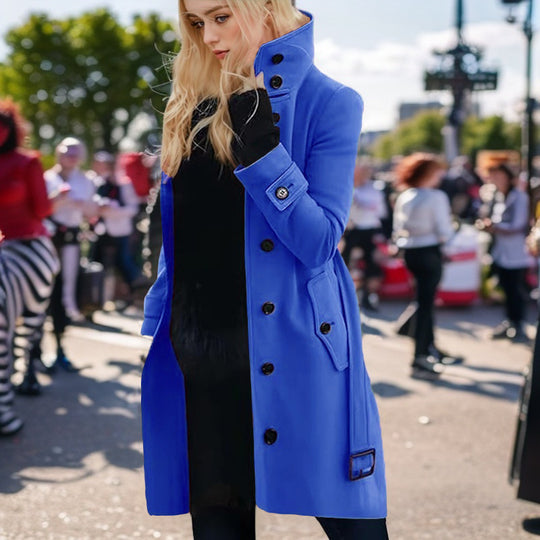 Damen eleganter Trenchcoat mit hohem Kragen R&B