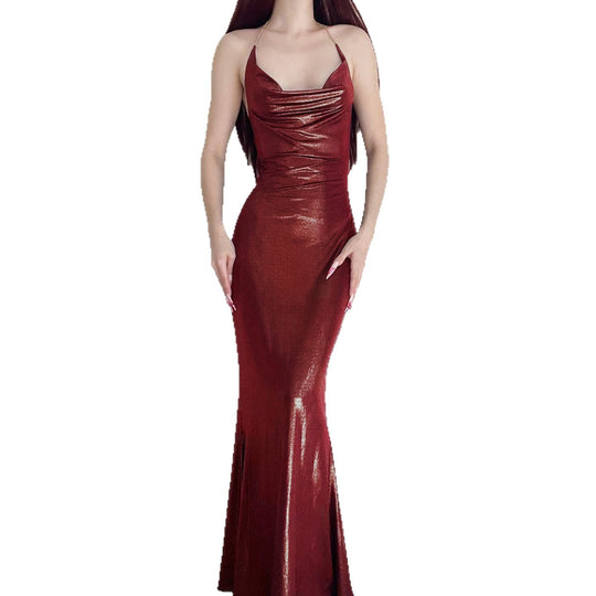 Damen Abendkleid mit schimmerndem Satin und elegantem Schlitz R&B