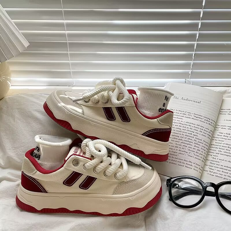 Damen modische Chunky Sneakers mit breiten Schnürsenkeln R&B