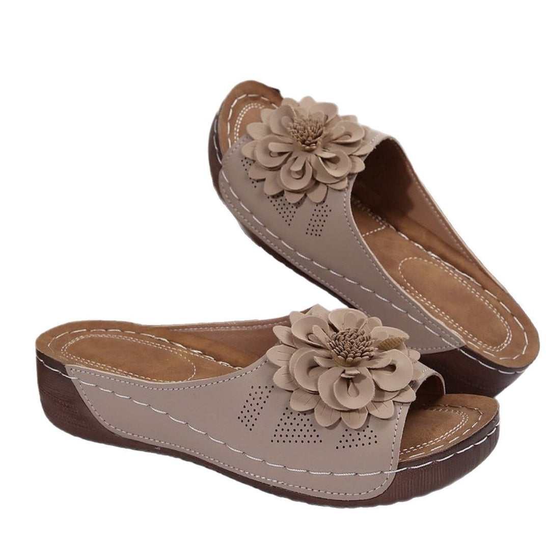 Damen modische Pantolette mit floralem Applikation und ergonomischem Fußbett R&B