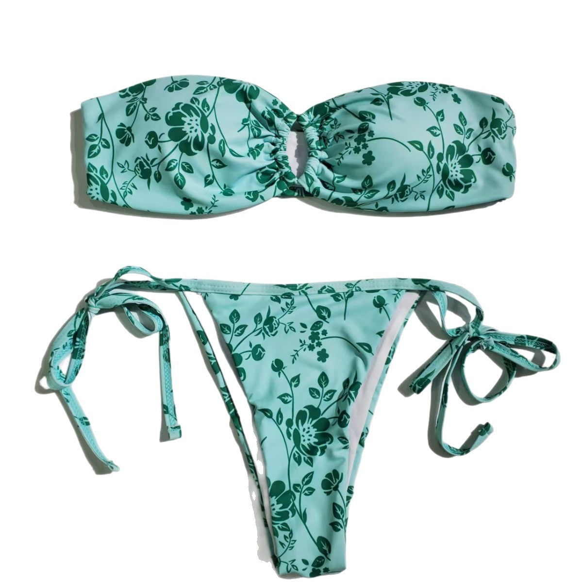 Damen Bandeau-Bikini mit floralem Muster R&B