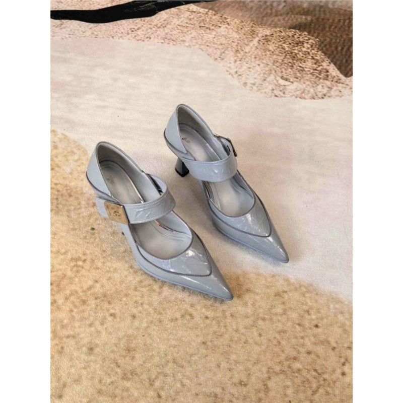 Damen elegante spitze Pumps mit verstellbarem Riemen