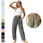 Damen lässige Leinenhose mit praktischen Seitentaschen