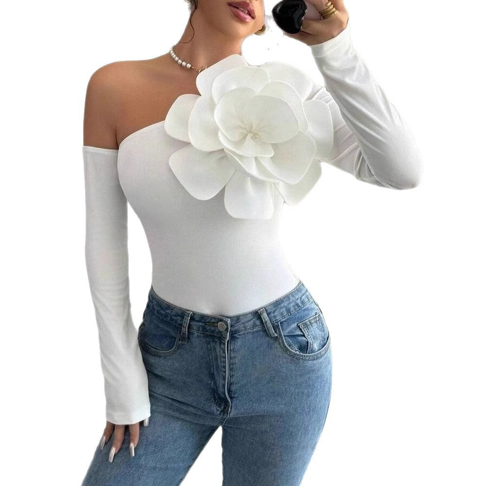 Damen Body mit eleganter Bloom-Applikation und langem Arm R&B