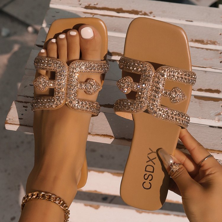Damen Glamouröse Riemchen-Sandalen mit funkelnden Strass-Applikationen R&B
