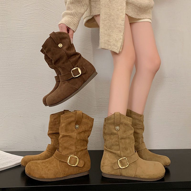 Damen Stiefeletten mit modischem Raffungselement und praktischen Schnallen