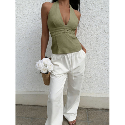 Damen elegantes und tailliertes Bustier-Top mit tiefem V-Ausschnitt R&B