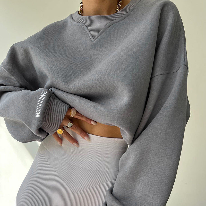 Damen lässiger Oversized Sweatshirt mit Raglanärmeln und besonderen Detailnähten R&B