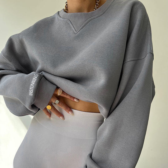 Damen lässiger Oversized Sweatshirt mit Raglanärmeln und besonderen Detailnähten R&B