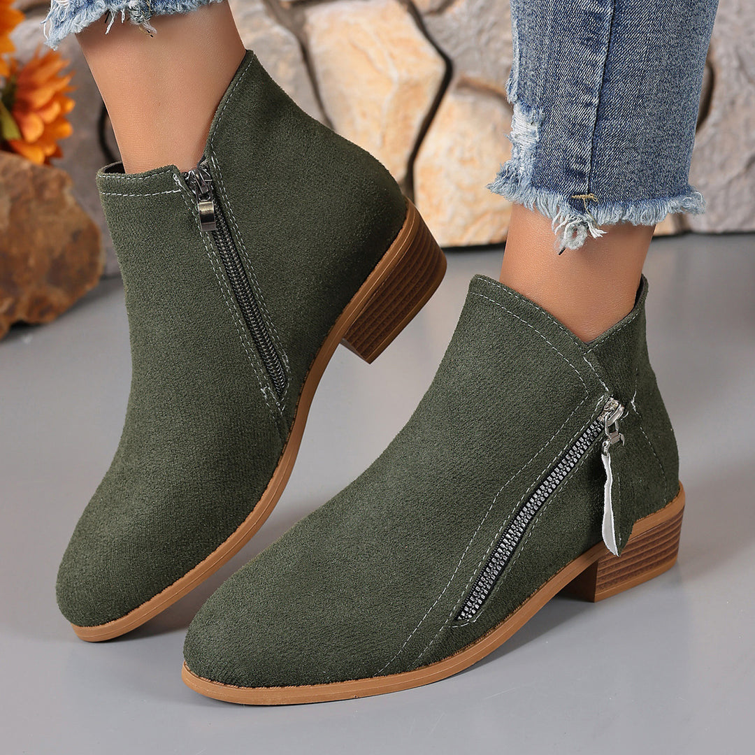 Damen elegante Stiefeletten mit modischer Reißverschluss-Applikation R&B
