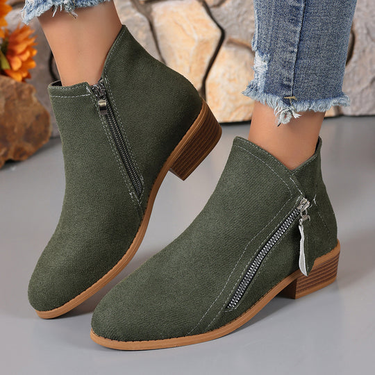 Damen elegante Stiefeletten mit modischer Reißverschluss-Applikation R&B