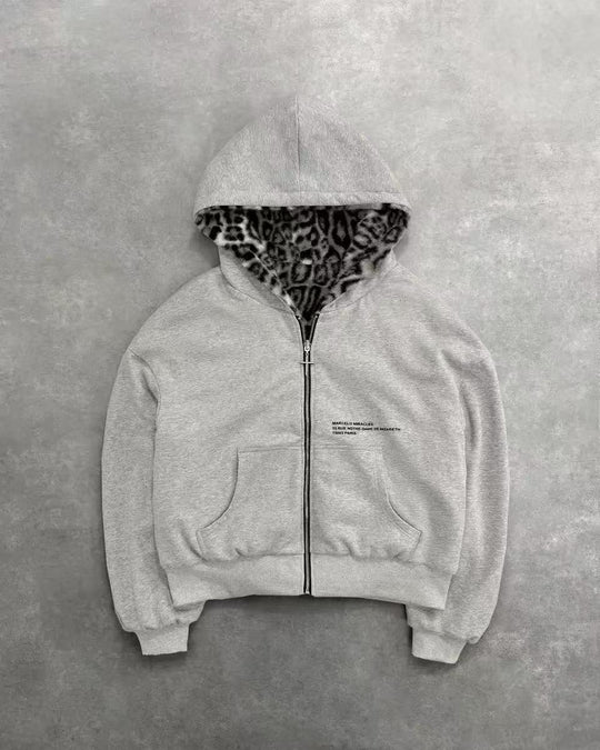 Unisex nan gefütterte Kapuzenjacke kurz geschnitten mit Kreuz-Reißverschluss R&B