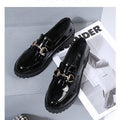 Damen Elegante Loafers mit glänzendem Finish und modischem Kettenverschluss