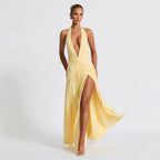 Damen Wickelkleid mit tiefem V-Ausschnitt und Raffung R&B