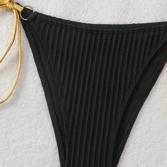 Damen Bikini-Set mit glänzenden Akzenten und verstellbaren Bindebändern R&B