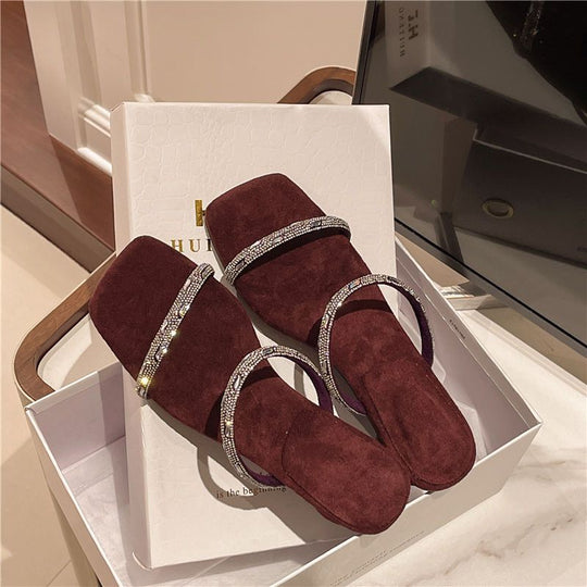Damen elegante Riemchen-Sandalen mit Glitzerakzenten R&B