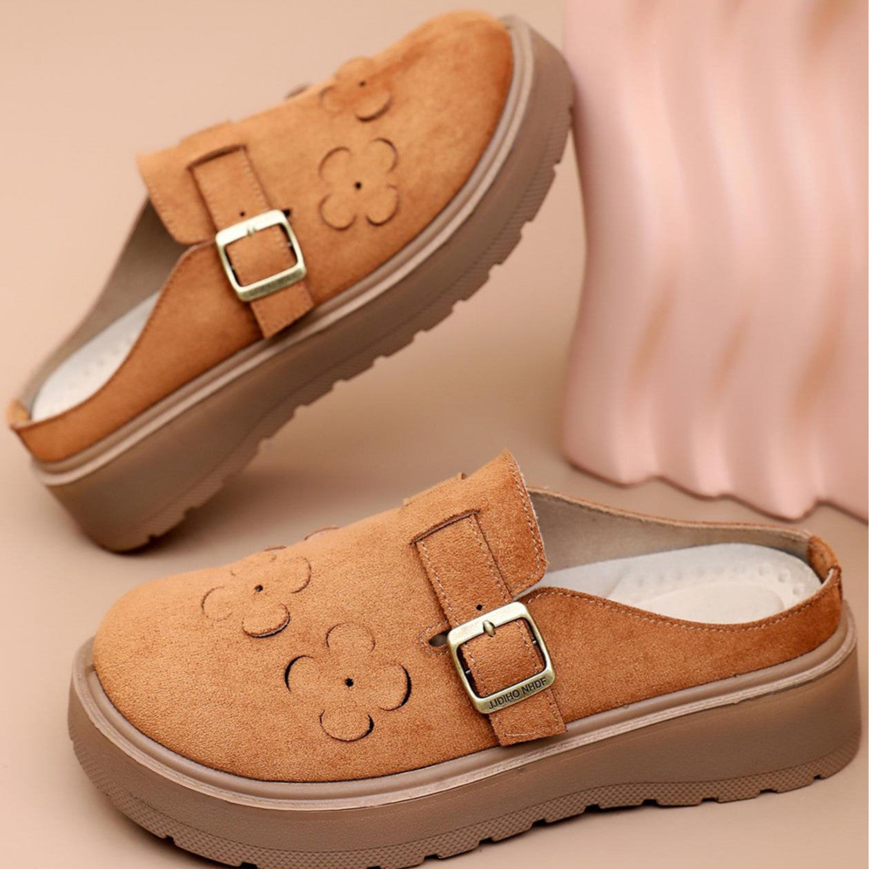 Damen Clogs mit dekorativen Blumenapplikationen und komfortabler Sohle R&B