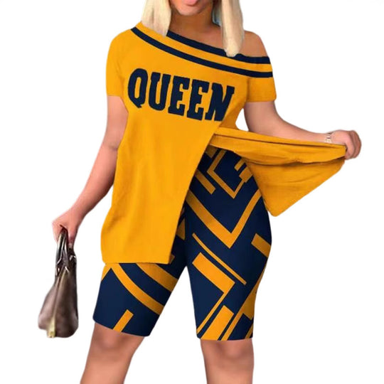 Damen modisches asymmetrisches Oberteil mit Shorts R&B