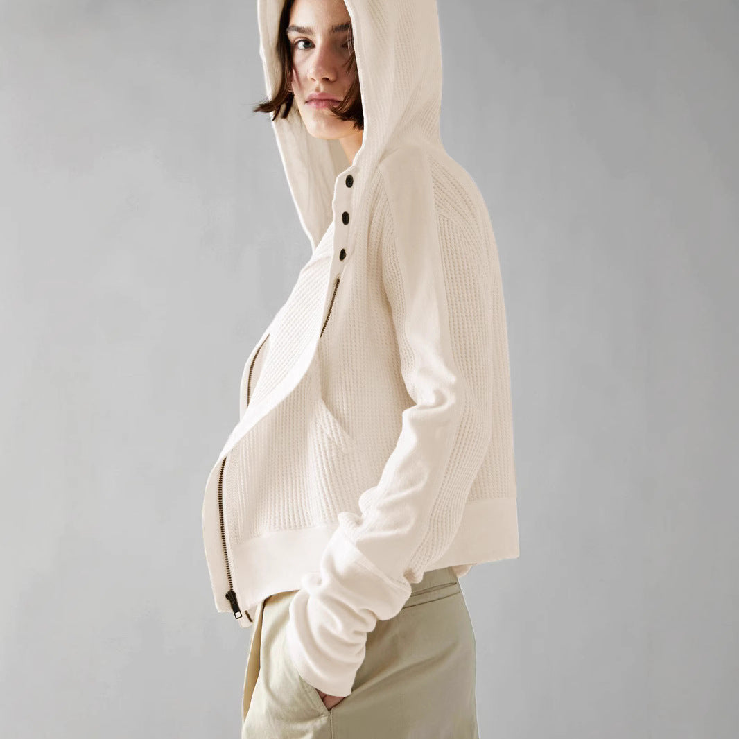 Damen Sportliche Kapuzenjacke mit strukturierter Oberfläche R&B