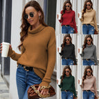 Damen gemütlicher Strickpullover mit hohem Kragen und strukturierter Oberfläche