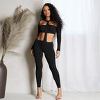 Damen Figurbetonter Einteiler mit Cut-Out-Details und langem Arm R&B