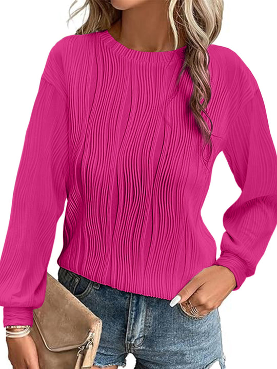 Damen plissierter Langarm-Pullover R&B