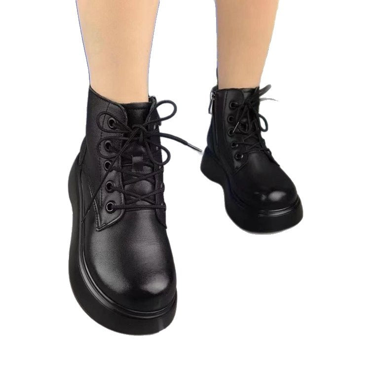 Damen Modische Schnürboots mit robustem Plateau und seitlichem Reißverschluss R&B