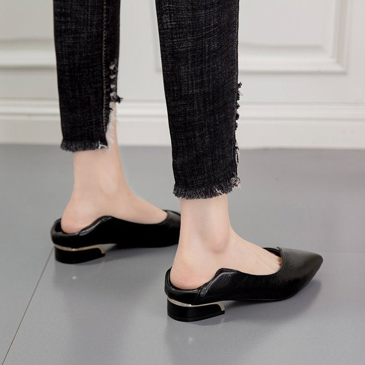 Damen elegante Spitze Ballerinas mit modischem Absatz