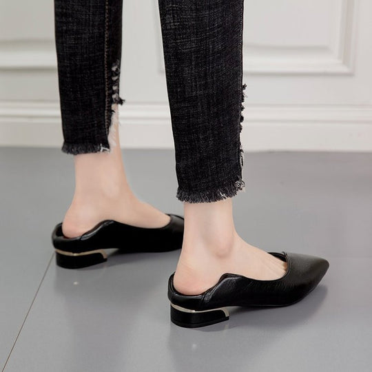 Damen elegante Spitze Ballerinas mit modischem Absatz R&B
