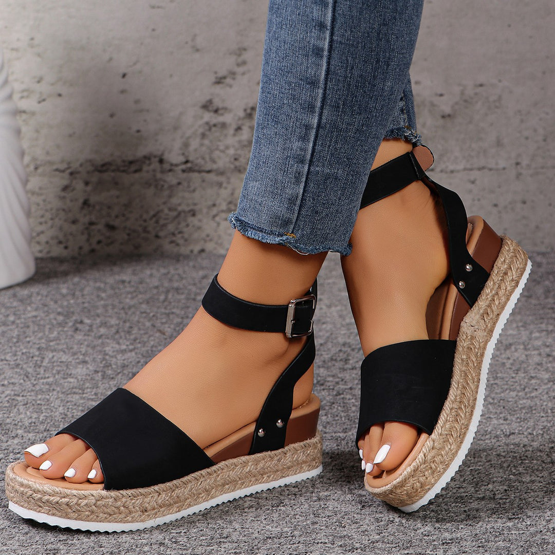 Damen Wedge-Sandaletten mit elegantem Riemen-Design und komfortablem Fußbett R&B