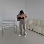 Damen nan sportives Jogginganzug-Set mit durchgehendem Reißverschluss, kontrastierendem Brustpanel und weitem Komfortbund R&B