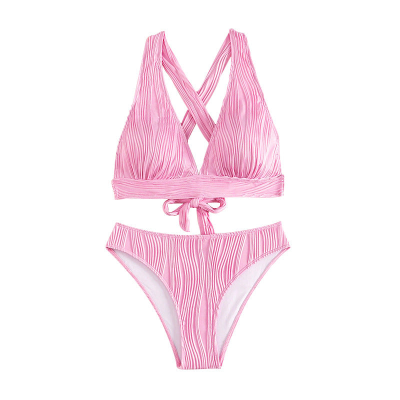 Damen Hochgeschnittener Bikini mit strukturiertem Oberteil R&B