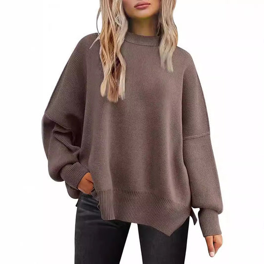 Damen Oversized Strickpullover mit breiten Ärmeln und strukturierter Oberfläche R&B