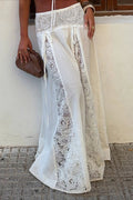 Damen Maxi-Rock mit elegantem Spitzen-Design und seitlichen Bändern R&B