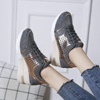 Damen Sneaker mit Leopard-Print und atmungsaktiver Mesh-Oberfläche R&B