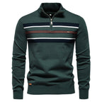 Herren Strickpullover mit halbem Reißverschluss und modischen Streifen