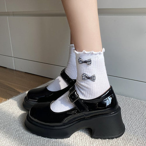Damen elegante Plateau-Ballerinas mit modischer Schnallenverzierung und rutschfester Sohle R&B