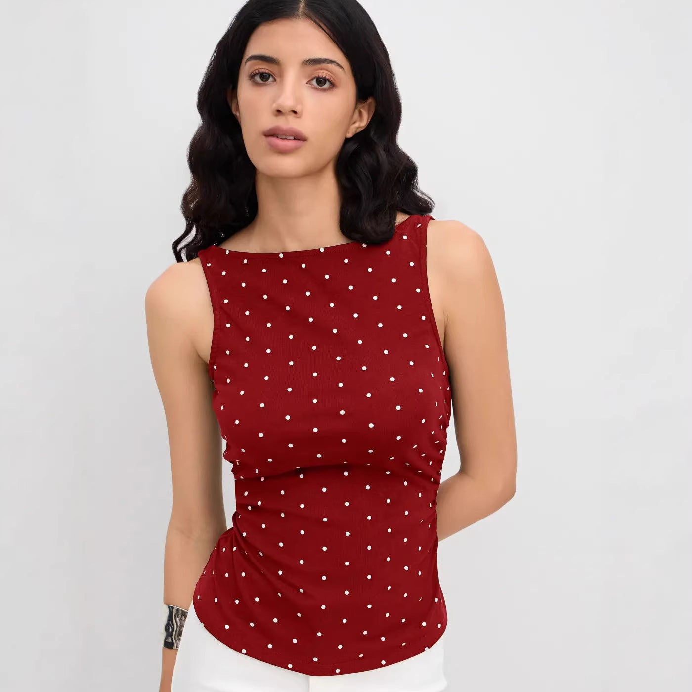 Damen Chic Rollkragen Top mit Raffung und Bindegürtel R&B