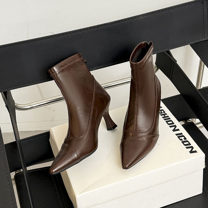 Damen elegante AnklR&Boots mit modischer Stiletto-Absatz und Reißverschluss R&B