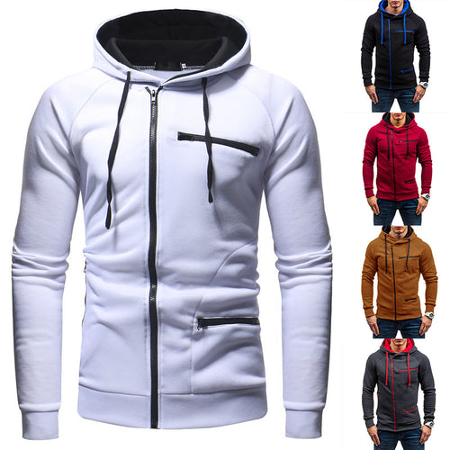 Herren Kapuzenjacke mit modernem Reißverschluss und kontrastiven Details R&B