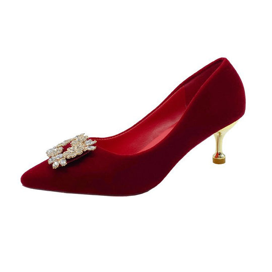 Damen elegante Pumps mit glitzerndem Strassakzent und moderner Fessel R&B