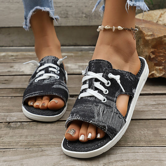Damen Freizeitsandalen mit offenem Zehenbereich und lässigem Schnürdesign R&B