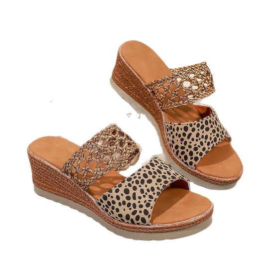 Damen Riemensandalen mit geflochtenem Obermaterial und bequemem Blockabsatz R&B