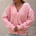 Damen Kuscheliger Strick-Cardigan mit Knopfleiste und feiner Textur R&B
