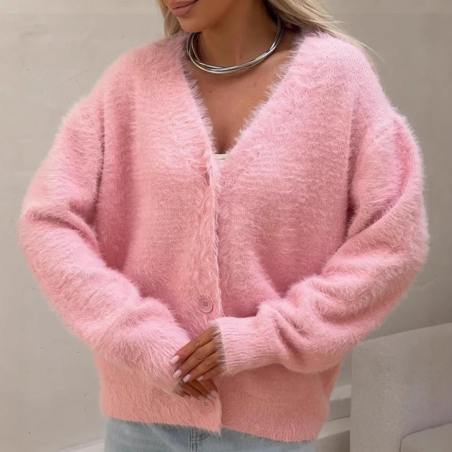Damen Kuscheliger Strickjacke mit modernen Knopfdetails und lässigem Schnitt R&B