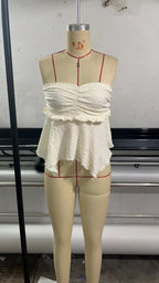 Damen luftiges Top mit Rüschendetail R&B