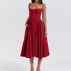 Damen Midikleid mit trägerlosem Design und voluminösem Faltenrock R&B