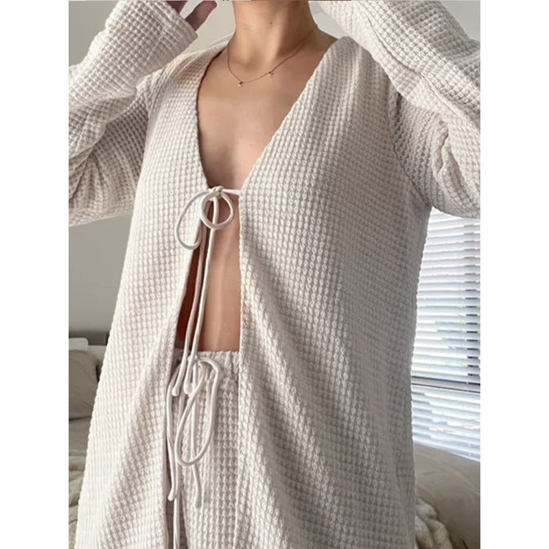 Damen lässiger Cardigan mit tiefem V-Ausschnitt und lockerer Passform R&B