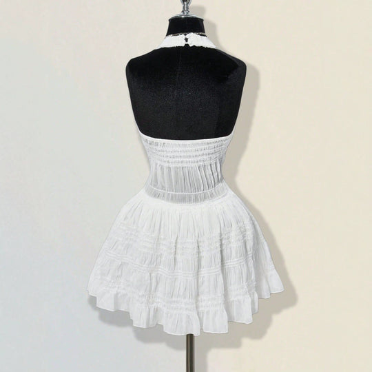 Damen Sommerliches Kleid im romantischen Vintage-Stil mit raffinierten Falten R&B