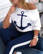 Damen Oversize T-Shirt mit Anker-Druck R&B